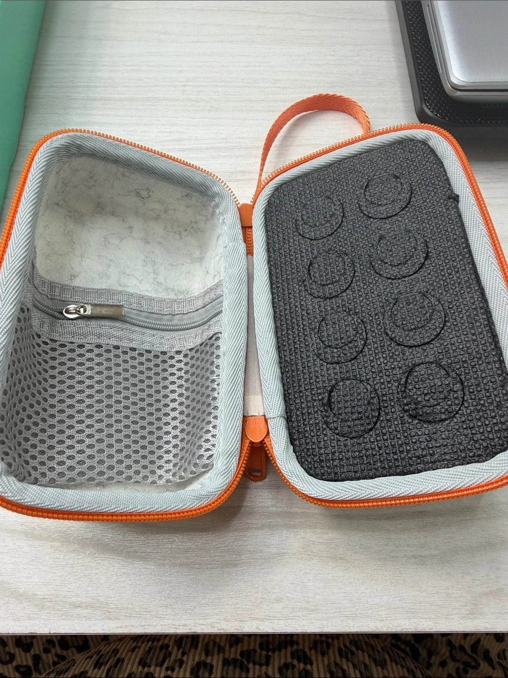 Grey Felt Storage Cube with Orange Zip Closure
